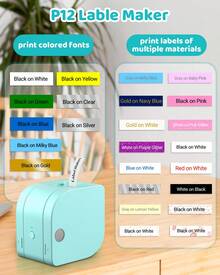 Phomemo P12 Label Maker Machine With 1 Tape, Bluetooth Small Thermal Label Printer With Multiple Templates Mini Label Maker For Home, Kitchen, Organization, Office - Negro - Ver 3