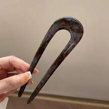 3-Piece Set Of Elegant Vintage U-Shaped Hair Clips - Made Of Acetate, Colorful Patterns, Lightweight And Comfortable, Perfect For Valentine's Day And Special Occasions, Suitable For Ages 14 And Up, Cute Hair Clips - 3Pcs Random - 查看 6