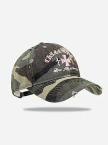 1 pieza Gorra de béisbol ajustable con decoración de cruz de camuflaje, versátil