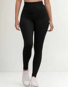 THICK LEGGING TROUSERS PLUS SIZE LEGGING PANTS WITH PLUSHY LINED INSIDE WITH THERMAL REINFORCED SEAM - màu đen - Xem 1