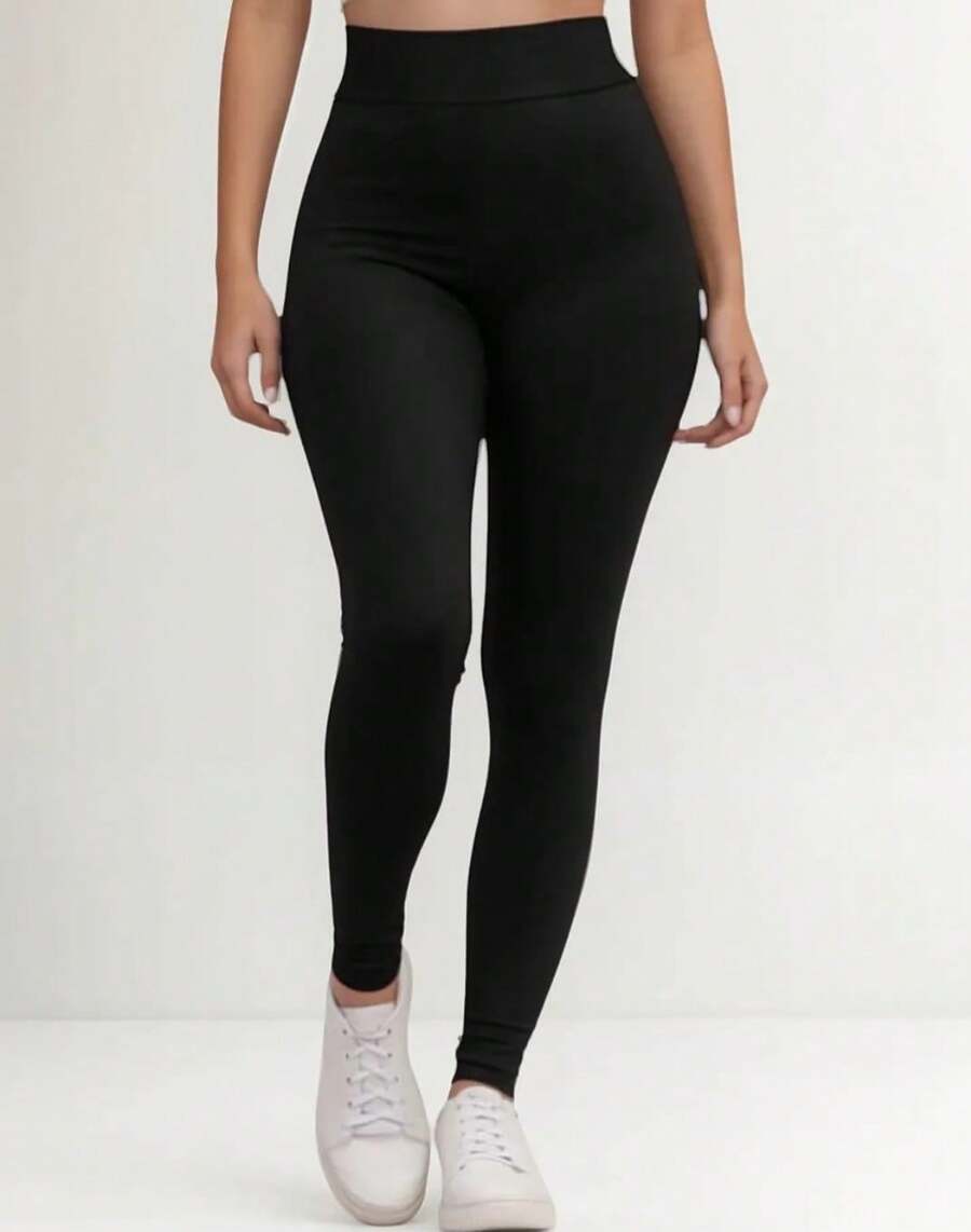 THICK LEGGING TROUSERS PLUS SIZE LEGGING PANTS WITH PLUSHY LINED INSIDE WITH THERMAL REINFORCED SEAM - màu đen - Xem 1