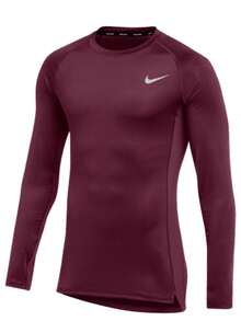 Nike Men's Pro Training Top Long Sleeve Shirt - Dark Maroon - View 1