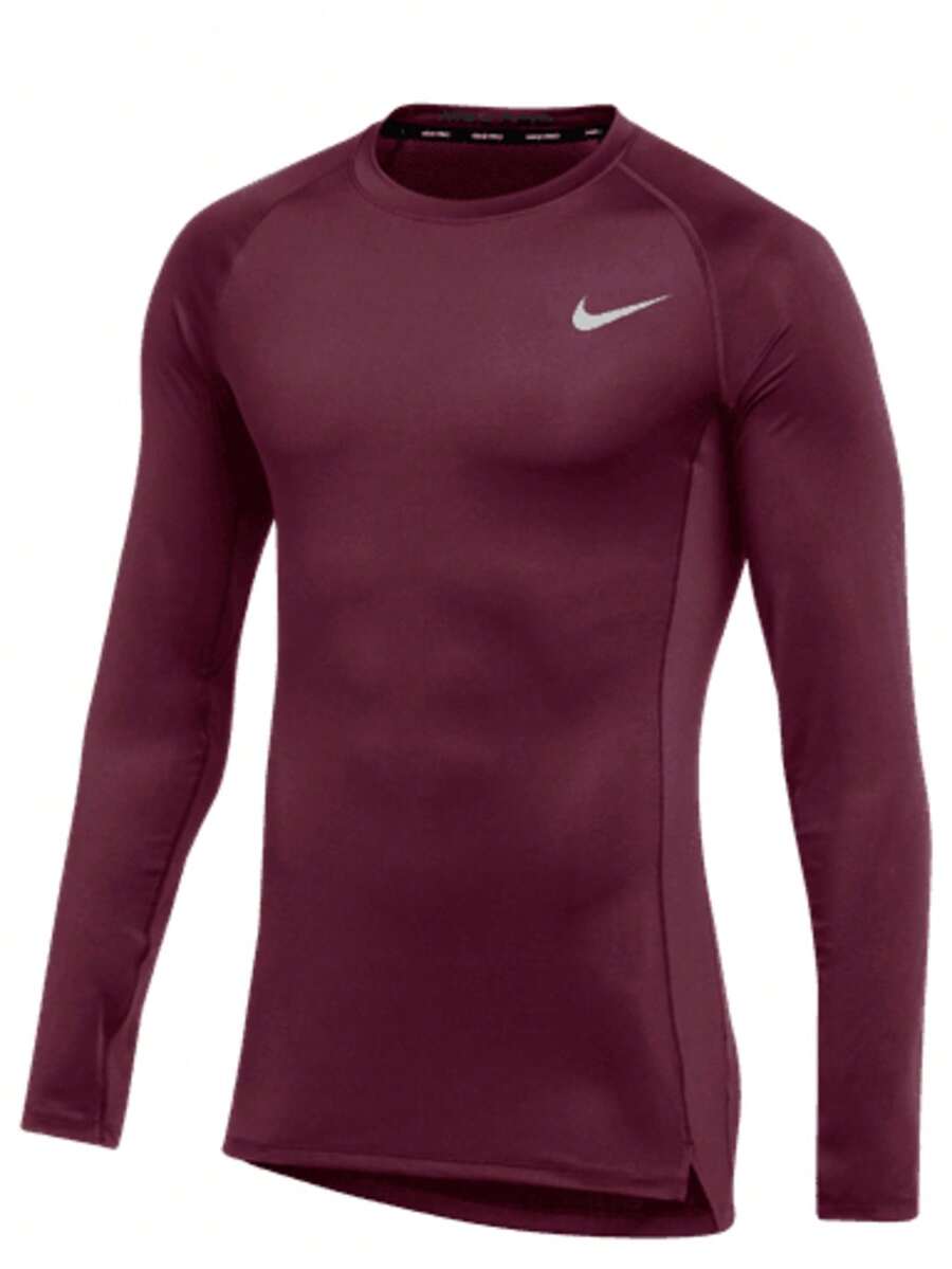 Nike Men's Pro Training Top Long Sleeve Shirt - Dark Maroon - View 1