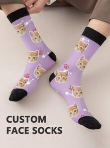 1 par de calcetines de longitud media para mujer, calcetines personalizados con cara de gato, calcetines personalizados con cara de mascota, calcetines divertidos personalizados con fotos como regalos para mujeres, regalos personalizados de San Valentín y cumpleaños como obsequios para mascotas queridas, novias, novios, sus padres y mejores amigos. Perrito, perro, gatitos, gato, de moda, coloridos, lindos, adorables, divertidos, relajantes, cálidos. Personalizados, únicos, regalos personalizados, hallazgos de tesoros, moda de invierno, regalo de Navidad, regalos personalizados para hombres/mujeres, regalos ideales para él, familia, abuelos, niños, sala de estar, dormitorio, para graduación, para invierno, para Navidad, para otoño, para fiestas, para aniversarios