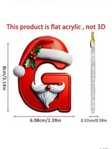 1pc Christmas 26 Alphabet Hanging Decorations - 2D Acrylic Alphabet Tree Hanging Christmas Decorations For Home & Office,Perfect For Holiday Parties & Gifts,Christmas Decrations(Please Remove The Film And Use It,Rope Color Random.)