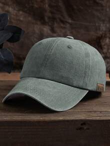 1 pieza Gorra de béisbol unisex de estilo casual y de moda para exteriores, ajustable, con etiqueta, de unicolor lavado, estilo retro de calle, adecuada para combinar a diario, tipo gorra de papá - A - Ver 8