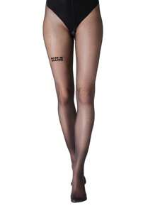 1pc Women's Ultra-Thin Black Gothic English Letter Tights, Skinny Pantyhose Suitable For 40-55kg - Black - View 10