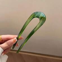 3-Piece Set Of Elegant Vintage U-Shaped Hair Clips - Made Of Acetate, Colorful Patterns, Lightweight And Comfortable, Perfect For Valentine's Day And Special Occasions, Suitable For Ages 14 And Up, Cute Hair Clips - 3Pcs Random - 查看 7