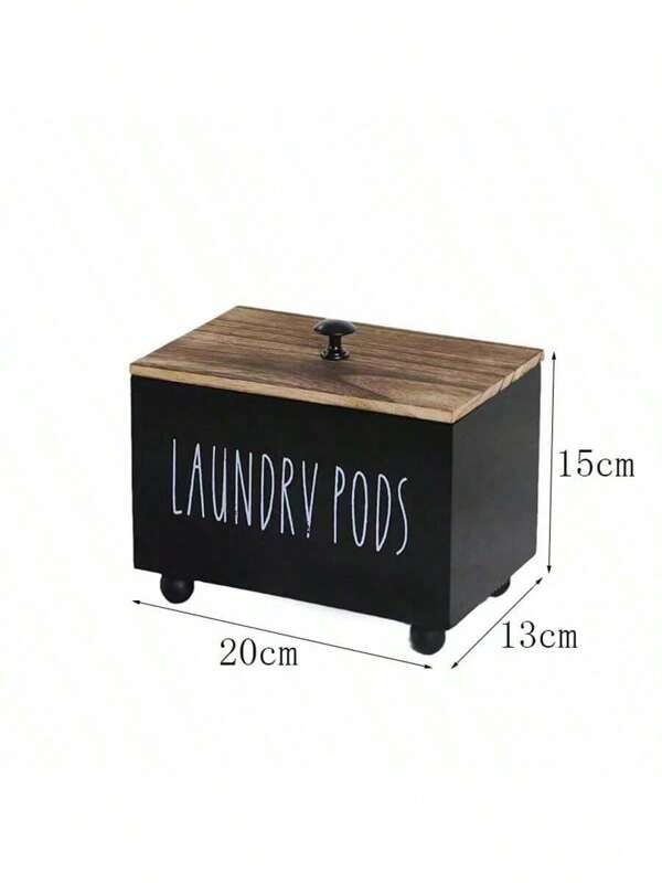 1pc Women's Design Wooden Bathroom Storage Box With Lid, For Feminine Hygiene Products, Durable, Black, Not Waterproof