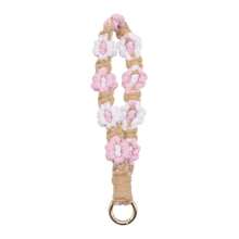 1pc Daisy Flower Cute Polyester Fiber DIY Handmade Wrist Keychain Keyring Phone Lanyard Bag Charm Backpack For School Letter