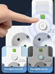 Adaptador de enchufe con 5 tomas, toma de pared multipuerto con interruptor independiente y luz nocturna pequeña, adecuado para el hogar, la oficina, los viajes y la computadora, color blanco