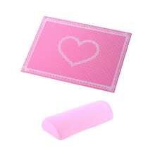 2个美甲手枕+桌面垫，可折叠蕾丝波点图案美甲硅胶垫，柔软可拆卸毛巾手枕，适用于美甲沙龙、居家美甲、节日礼物（白色、粉色、黑色） - 彩色 - 查看 3