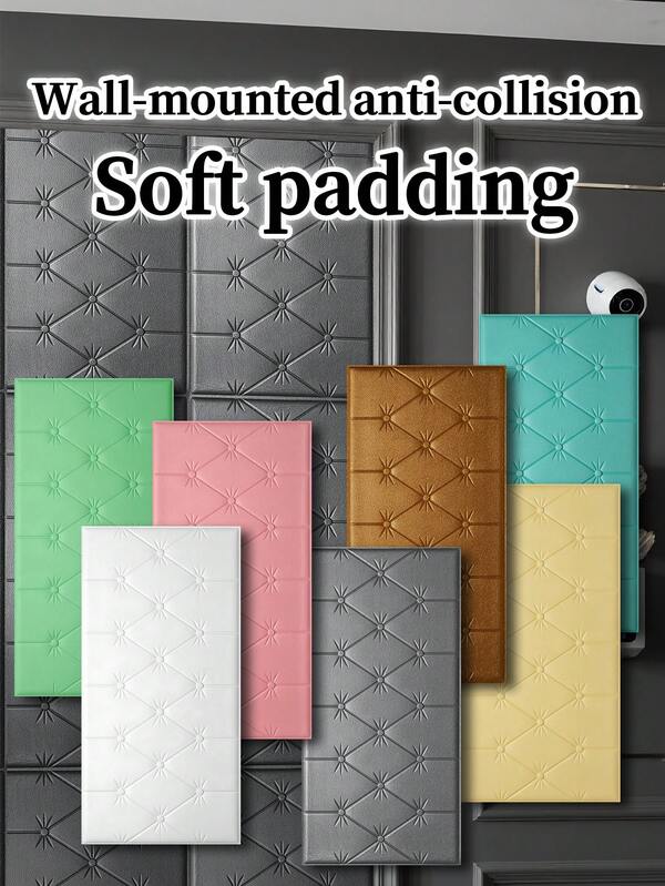 6 片 70 厘米 * 35 厘米 3D 自粘泡沫墙板，皮革包覆装饰防撞软垫壁纸，用于墙面覆盖房间床头板安全、防水、隔音、隔热、防撞墙面装饰