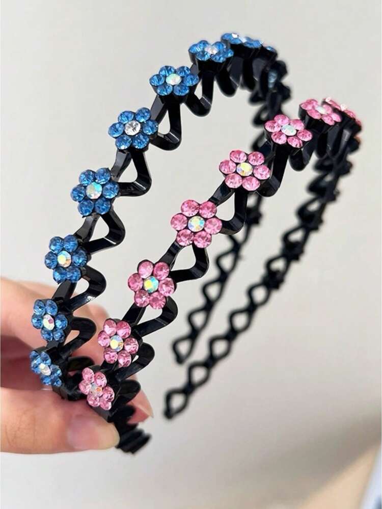 1/4 Stück elegantes Haarband/Stirnband mit Strass-Blumen-Dekor, rutschfest, geeignet für Mädchen - dekorative Blumen-Haraccessoires - geeignet für den täglichen Gebrauch, Partys und besondere Anlässe - Verschiedenfarbig - Übersicht 9