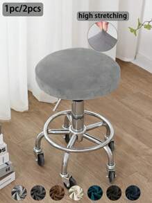 1 件/2 件银狐天鹅绒圆形凳套，经典简约设计，高弹性，防污防尘，适用于酒吧、餐厅、客厅装饰 - 彩色 - 查看 2