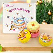 4pcs Donut Shaped Bubble Bath Bomb Gift Set, Natural Organic Bubble Bath Bombs, Gifts For Women, Christmas & Easter, Self-Care Set For Ladies/Girls - 4 Scents - Multicolor - View 1