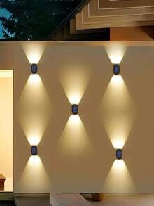 1/2 件 6LED 冷/暖光户外太阳能壁灯，庭院花园装饰照明，适合户外、圣诞节、万圣节、返校礼物 - 升級款-凸鏡壁燈 - 查看 4