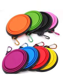 Portable Pet Travel Bowl - Collapsible Dog & Cat Food/Water Dish With Carabiner (1-Piece) - 隨機顏色 - 查看 4