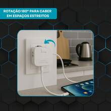 Benjamin Articulated Flexible Portable Bivolt Power Adapter With 4 Inputs, 1 USB And 1 USB-C Supports Current Up To 10A - 查看 4