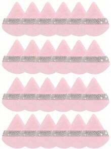 1pc/3pcs/5pcs/10pcs/15pcs/24pcs Black Triangle Makeup Sponge Set, Crystal Velvet Short Pile, Soft & Sticky, Suitable For Makeup, Home Decor, Vanity, Travel, Bedroom, Ideal Makeup Accessory. The Set Includes Powder Puff, Makeup Blender, Powder Puff, Makeup Sponge, Affordable Price, Suitable As Christmas Gift Or Stocking Stuffer. - Pink - View 16