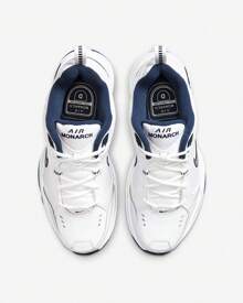 Nike 男款 Air Monarch IV 交叉訓練鞋 黑色 常規 白色/金屬銀色