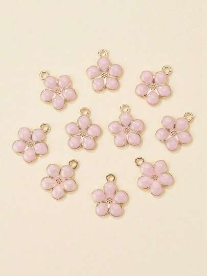 10 pièces Pendentif fleur goutte d'huile en alliage, accessoires de DIY pour collier, bracelet et boucle d'oreille