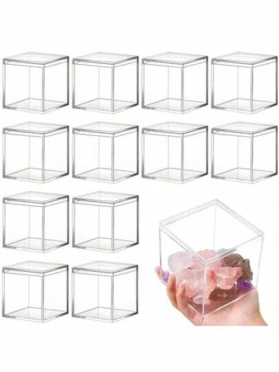 6/9pcs Transparent Storage Boxes, Acrylic Plastic Storage Boxes, Candy Jars With Lids, Candy Display Boxes, Can Be Used For Jewelry, Cosmetics, Figurines, Weddings And Candies, Suitable For Wedding Favors, Graduation Season, Christmas, Valentine's Day, Easter, Halloween And Thanksgiving - Perfect For Storing Summer Snacks, Autumn Cookies And Gifts, Household Essentials, Travel Must-Haves, And Back-To-School Season Goodies