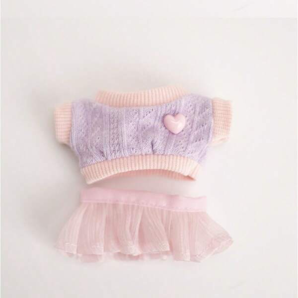 1pc Clothing Only, For Labubu Gen 1 & Gen 2 17cm Hanging Decoration Sitting Outfit Sweater, Tulle Skirt, Hat