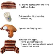 Cozy Comfort Bed Rest Pillow For Adults, Tp Print Light Faux Fur Lounger Backrest With Arm Support, Machine-Washable Cover, Ergonomic Reading And Sitting Pillow With Extended Armrests