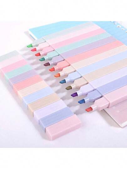 6/12/18/24pcs/ Morandi Highlighter, Color Retro Marker, Large Capacity Student Highlighter, Color Random