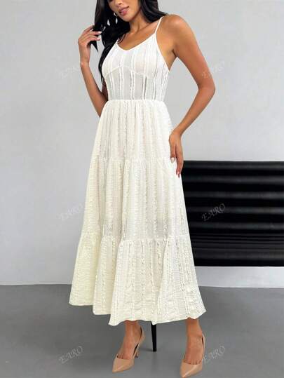Women's Long Dress Spaghetti Strap, Fashion Versatile Vacation Elegant Style