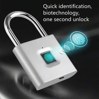 Compact Smart Fingerprint Padlock - IP56 Waterproof, Keyless Security, USB Rechargeable, Lightweight Aluminum - Ideal For Luggage, Briefcases And Backpacks