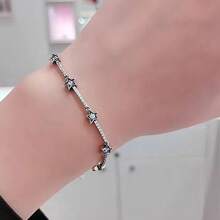 1pc Popular S925 Sterling Silver Star Cubic Zirconium Snake Bone Bracelet For Jewelry DIY, Fashionable Jewelry Gift