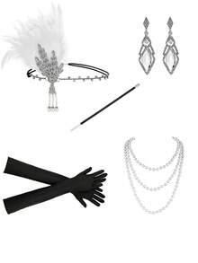 Bộ trang phục nữ phong cách thanh lịch thập niên 1920 gồm 5 món, thích hợp cho tiệc Halloween, dạ hội, tiệc độc thân, hoặc làm quà tặng cho gia đình và bạn bè. - Nhiều màu - Xem 12