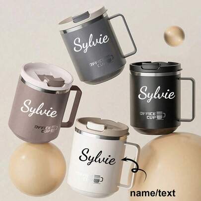 1 cốc cà phê cách nhiệt bằng thép không gỉ 12oz có tay cầm, cốc du lịch chân không hai lớp, cốc có nắp trượt, cốc nước cách nhiệt hai lớp, chống rò rỉ và chống bỏng sữa cà phê, cốc uống nước dung tích lớn, thích hợp cho học sinh và người lớn sử dụng tại nhà, trường học, văn phòng, cắm trại ngoài trời, dã ngoại, bữa ăn sáng muộn, trang trí Giáng sinh, tân gia, trang trí văn phòng.