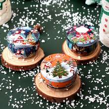 44件套圣诞图案蜡烛罐，圆形带盖蜡烛罐，适用于制作圣诞礼物、工艺品、收纳和蜡烛用品 - 包括6个空蜡烛罐、6个烛台、12根蜡烛芯和20张贴纸，圣诞装饰品 - 彩色 - 查看 7