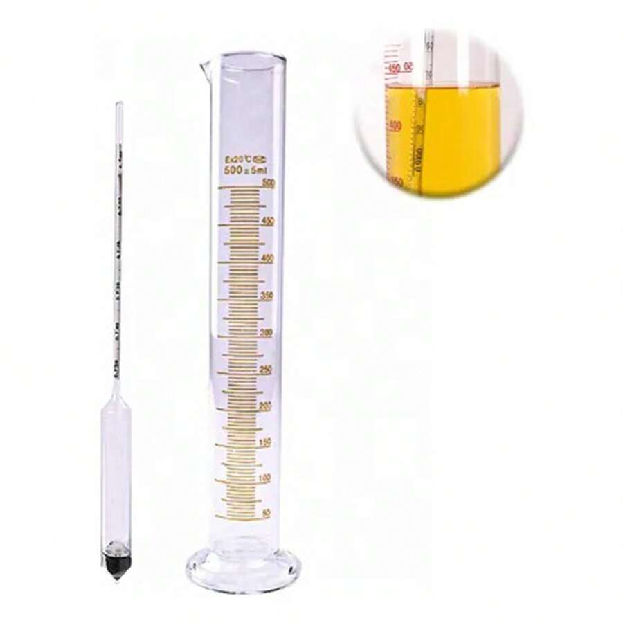 1 densímetro de vidrio para diésel con tubo de ensayo de 500ml, con vaso medidor, 0,800 a 0,0900, listo para usar. Densímetro de vidrio reutilizable.