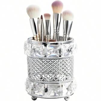 2025Makeup Brush Holder Clear Crystal Diamond Cosmetic Brush Storage Organizer Holder Candle Holder For Wedding Christmas Birthdays Gifts