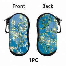 1pc Retro Flowers Printing Eyewear Cases Cover Sunglasses Case Sunflower Chrysanthemum Glasses Box With Zipper Portable Eyeglass Cases