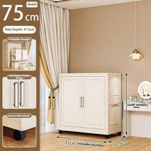 易于组装的衣柜，成人和儿童卧室储物柜，可折叠厚塑料收纳盒 - 實色 - 查看 13