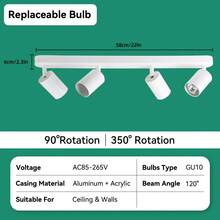 CANMEIJIA Spot encastré au plafond GU10, lampe de plafond moderne en aluminium, spots simples/doubles/triples/quadruples, noir/blanc, avec ou sans ampoules, installation facile, convient pour couloir, entrée, vitrine, pièce, cuisine, hall d'exposition, salle de lecture, salle à manger, bar, chambre, café, salon, magasin de vêtements