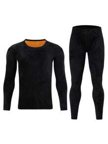 2pcs Men's Thermal Underwear Set, Autumn/Winter Long Johns Crew Neck Thermal Underwear