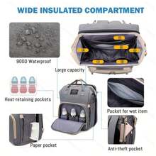 Boy Diaper Bag Backpack: Baby Toddler Bags With Changing Station For Women Men Girls Mom Dad Large Travel Backpack - Xám - Xem 4