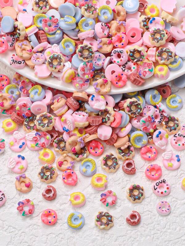50 pezzi di decorazioni per unghie alla moda a forma di ciambella, mini gioielli a forma di cibo, fermagli per capelli fai-da-te a forma di dolce alla crema, custodie per telefono, accessori in resina per unghie, forniture per unghie, decorazioni per unghie, gemme per unghie
