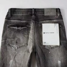 Men's And Women's Jeans, Painted Worn-Out African American High Street Denim Pants, Men's Perforated Art New Harajuku, Men's And Women's Patch Denim Shorts - 黑白灰 - 查看 6