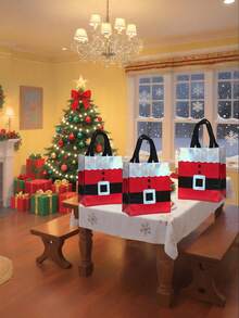 12pcs Christmas Gift Wrapping Bags With Handles - Festive Red & White Design, For Birthdays, Anniversaries, Baptisms & Holiday Gift Exchanges Christmas Christmas Decorations Christmas Pajamas Christmas Gifts Christmas Decor - Multicolor - View 2