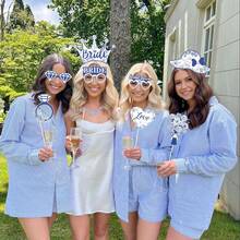 24pcs "Blue Theme" Photography Props, Suitable For Bridal Shower, Bachelorette Party, Wedding, Engagement Party, And "Eve Of Wedding" Themed Bridal Shower Decor - Multicolor - View 3