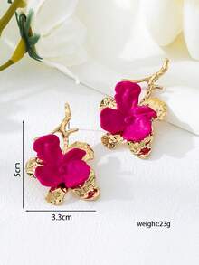 Small Niche Design, Rose Red Contrasting Asymmetrical Flower Shaped Earrings, Fashionable Earrings, Women's Gathering Holiday Gifts, The Best Gift For Female Friends