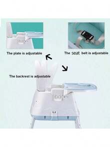 NetHong Adjustable 3-In-1 Baby Highchair Infant High Feeding Seat Toddler Table Chair Multifunctional Foldable Baby Dining Chair - Blue - View 5