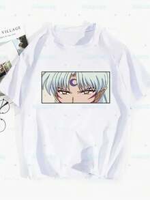 InuyashaS Sesshoumaru Higurashi Kagome Harajuku Man Women T Shirts Tees Shirt Tops Design Short-Sleeved Aesthetic Anime T Shirt8 - trắng - Xem 1